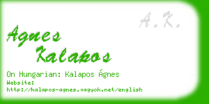 agnes kalapos business card